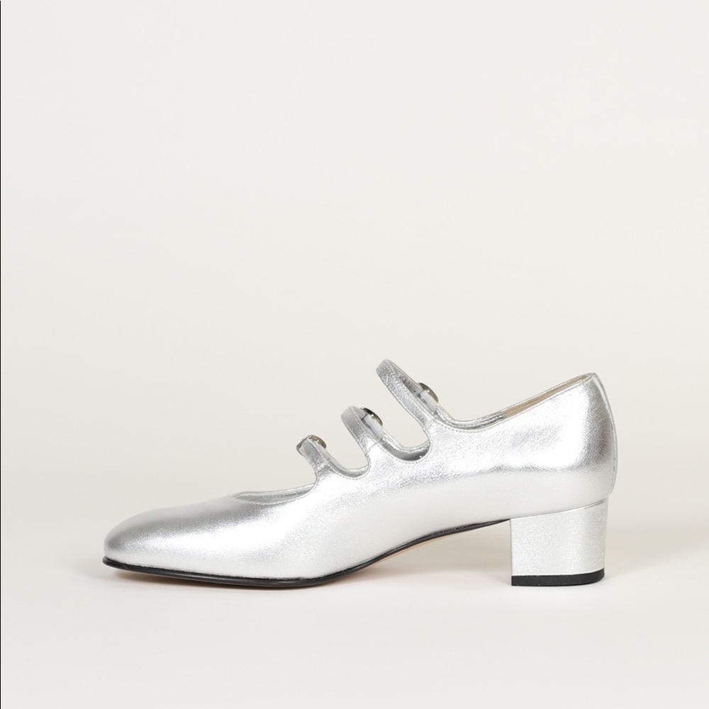 CAREL PARIS silver Kena three strap heels - Picture 2 of 3